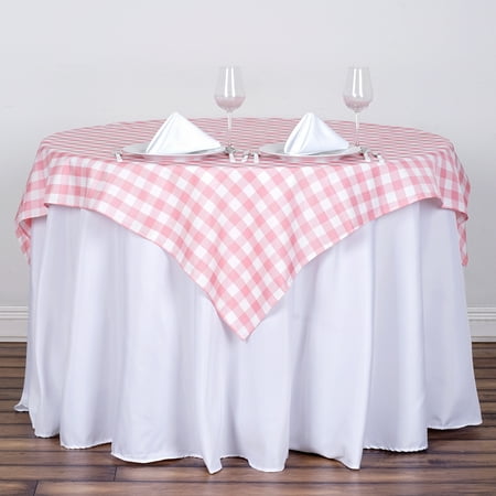 

BalsaCircle 54 x 54 Square Gingham Checkered Polyester Tablecloth Rose Quartz Pink