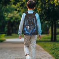 thumbnail image 4 of POLERO Blue Wolf Galaxy 17 Inch Backpack for Kids, Polyester Lightweight Portable School Backpack for Outdoor, 4 of 10