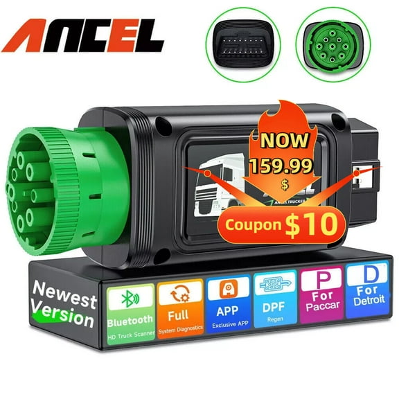 Ancel HD110 Heavy Duty Truck Scanner Full System Truck & Car 2 in 1 OBD2 Scanner Code Reader DPF Regeneration Diagnostic Tool