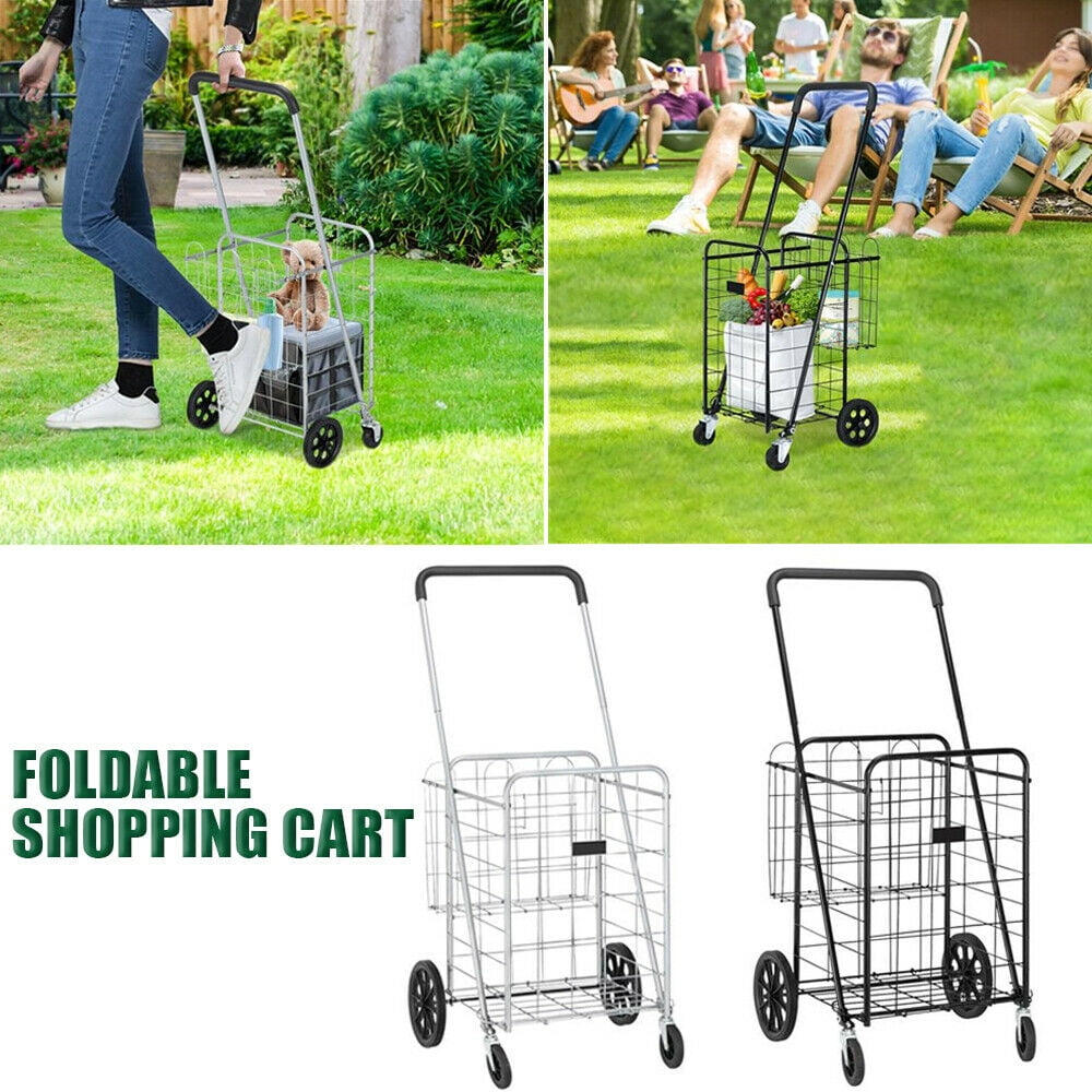 Folding Carts with Wheels Collapsible, Shopping Cart for Groceries