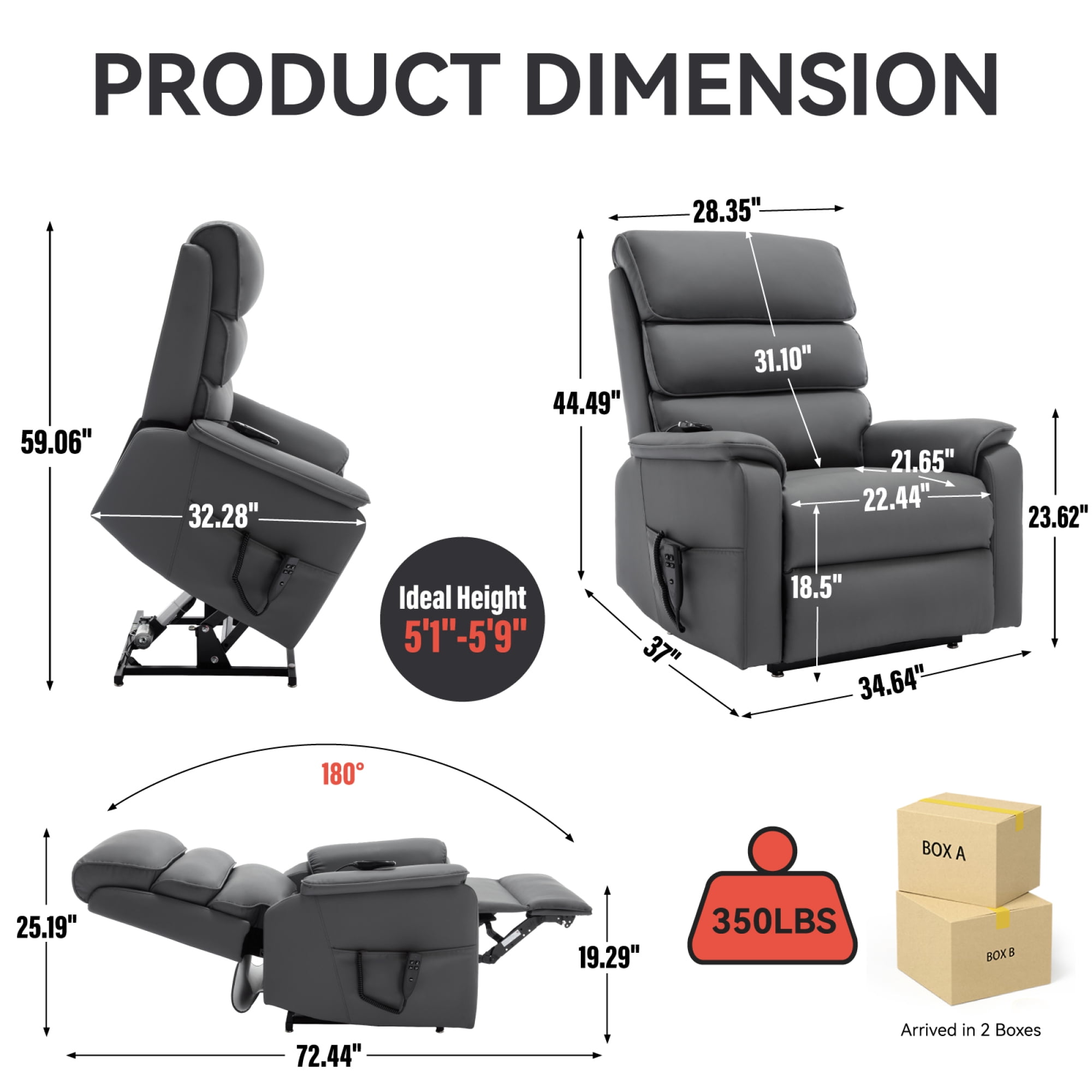 Leumius Power Lift Recliner Chair for Elderly with Vibration Massage and Lumbar Heating,Electric Lift Recliner Single Sofa with Side Pocket and Infinite Position for Living Room,Gray