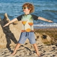 thumbnail image 3 of FORMRS Boys Rash Guard Short Sleeves Swim Shirt Quick Dry UPF 50+ Sun Protection, Sizes 3-12T, Mid Century Glasses, 3 of 6
