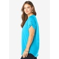 thumbnail image 3 of Roaman's Women's Plus Size Slub V-Neck Boyfriend Tunic Top, 3 of 6
