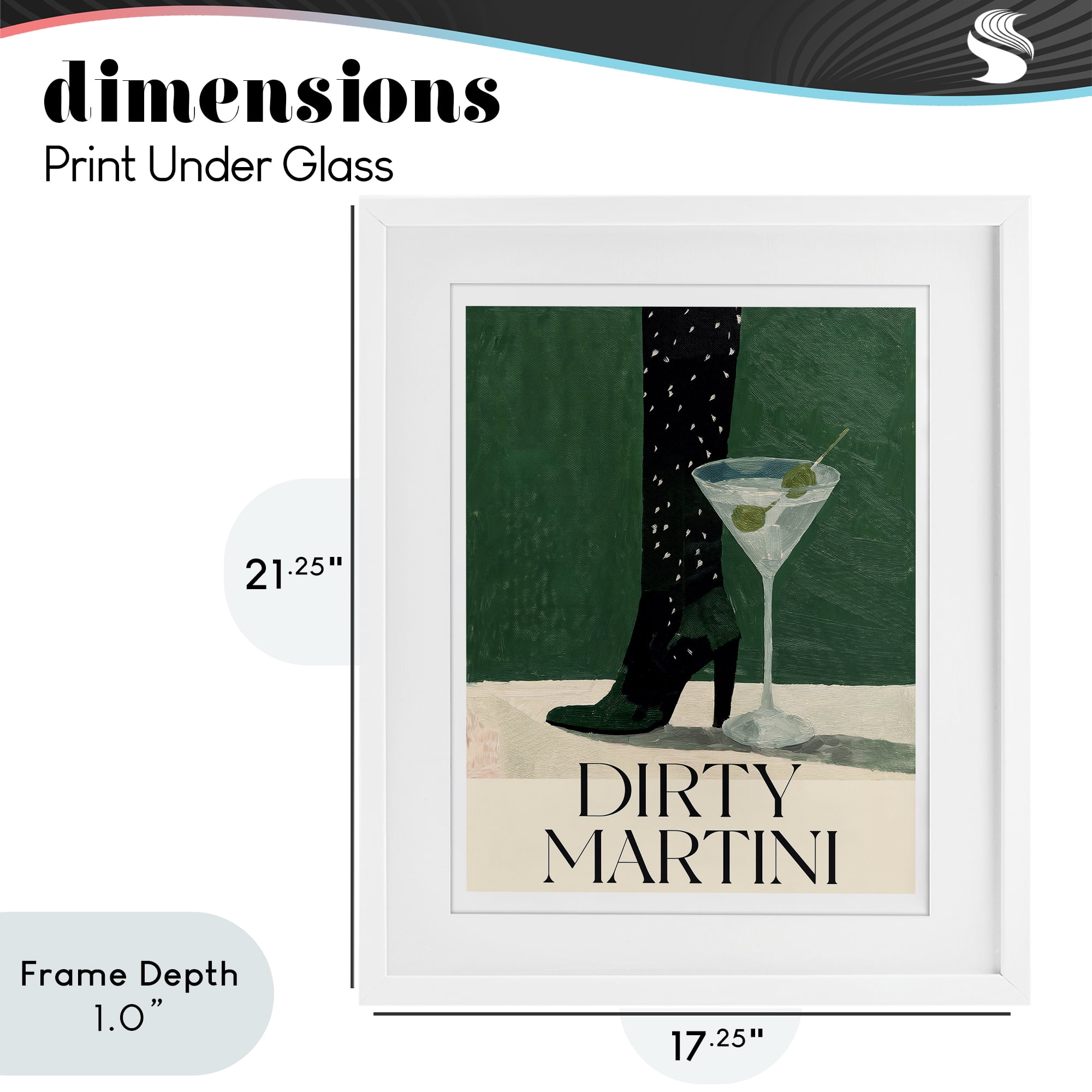 Stupell Industries Dirty Martini Stylish Heel White Framed Print Under Glass, design by Lettered and Lined