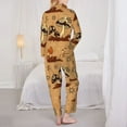 thumbnail image 5 of Junzan Brown Mushrooms Print Womens Pajama Sets,Long Sleeve Button Down For Women Pjs 2 Piece, 5 of 9