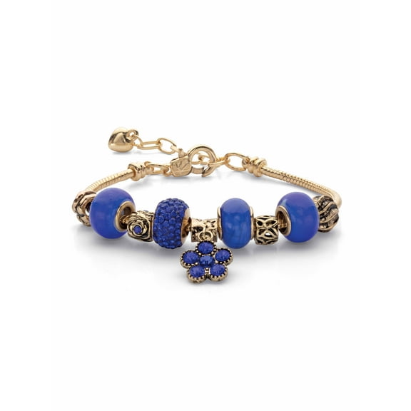 PalmBeach Jewelry Simulated Birthstone Charm Bracelet in Silvertone or Goldtone