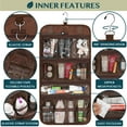 thumbnail image 2 of PAVILIA Hanging Toiletry Bag Men Women, Travel Kit Foldable Toiletries Organizer, Roll up Cosmetics Makeup Bag Accessories, Waterproof Essentials Dopp Case (Brown), 2 of 7