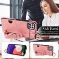 thumbnail image 3 of for Samsung Galaxy A22 5G Case, PU Leather Wallet Case Back with Card Slot Magnetic Clasp Kickstand Hand Strap Protective Cover Finger Ring Buckle for Samsung Galaxy A22 5G, Pink, 3 of 10