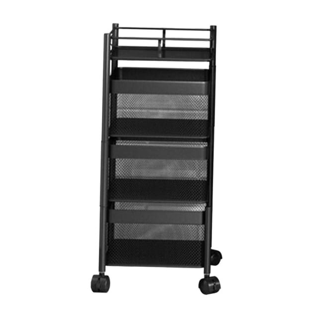 Carro de almacenamiento de servicio pesado, organizador de de usos múltiples, carro de peluquero con ruedas giratorias, para cocina, 3 niveles y negro