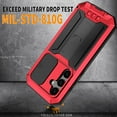 thumbnail image 7 of Dteck Metal Full Body Protection Case for Samsung Galaxy S25 Plus,Shockproof Aluminum Metal+Tempred Glass Screen Protector Heavy Duty Silicone Stand Case Slide Camera Protection Cover,Red, 7 of 7