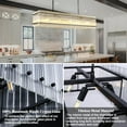 thumbnail image 3 of TICOZE 53.9" Modern Rectangular Black Crystal Chandelier with Water Wave Glass - 12-Light Adjustable LED Pendant Light for Kitchen Island, Dining Room and High Ceilings, 3 of 8