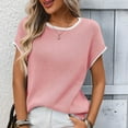 thumbnail image 7 of YUGYXL Sweater Vest Women Spring Summer Beach Casual Short Sleeve Crewneck Pullover Loose Fit Blouse Basic T Shirts Tops Pink L, 7 of 7