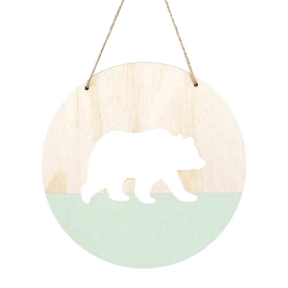 Papaba Hanging Ornament Round Wooden Bear Wall Hanging Ornament Kids Room Bedroom Photography Prop Decor Walmart Com