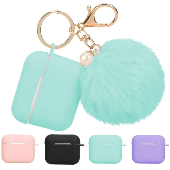 YouLoveIt AirPods Case Cover, Soft Silicone Protective Cover with Keychain Fur Ball, Silicone Protective Skin for Airpod 3 Charging Case