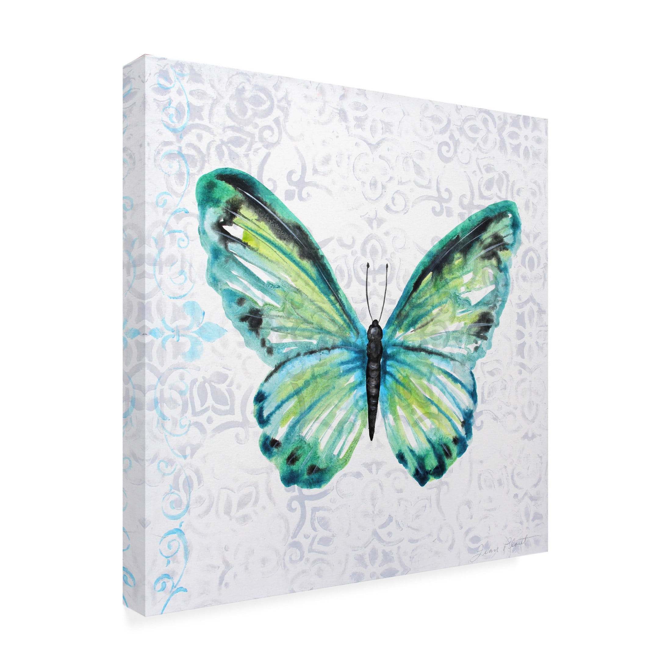 Canvas Wall Art - Jean Plout 'Elegant Butterfly B' Wall Art for Living Room, Bedroom, or Office Décor by Trademark Fine Art - 24 x 24 Inches