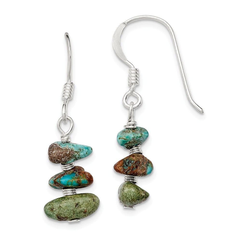 Details about   .925 Sterling Silver 26 MM Turquoise Chip Dangle Earrings MSRP $38 