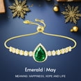 thumbnail image 6 of Linawe Emerald Green Bracelet for Women, 14K Gold Plated Chain Charm Bracelet Crystal Diamond Rhinestone Birthstone Moissanite Cubic Zirconia Bracelet Set, Prom Costume Wedding Jewelry, 6 of 7
