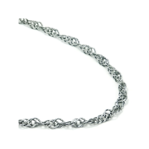 Titanium Kay Solid Titanium 3.5MM Singapore Link High Polish Finish Chrome Color Necklace Chain 16"