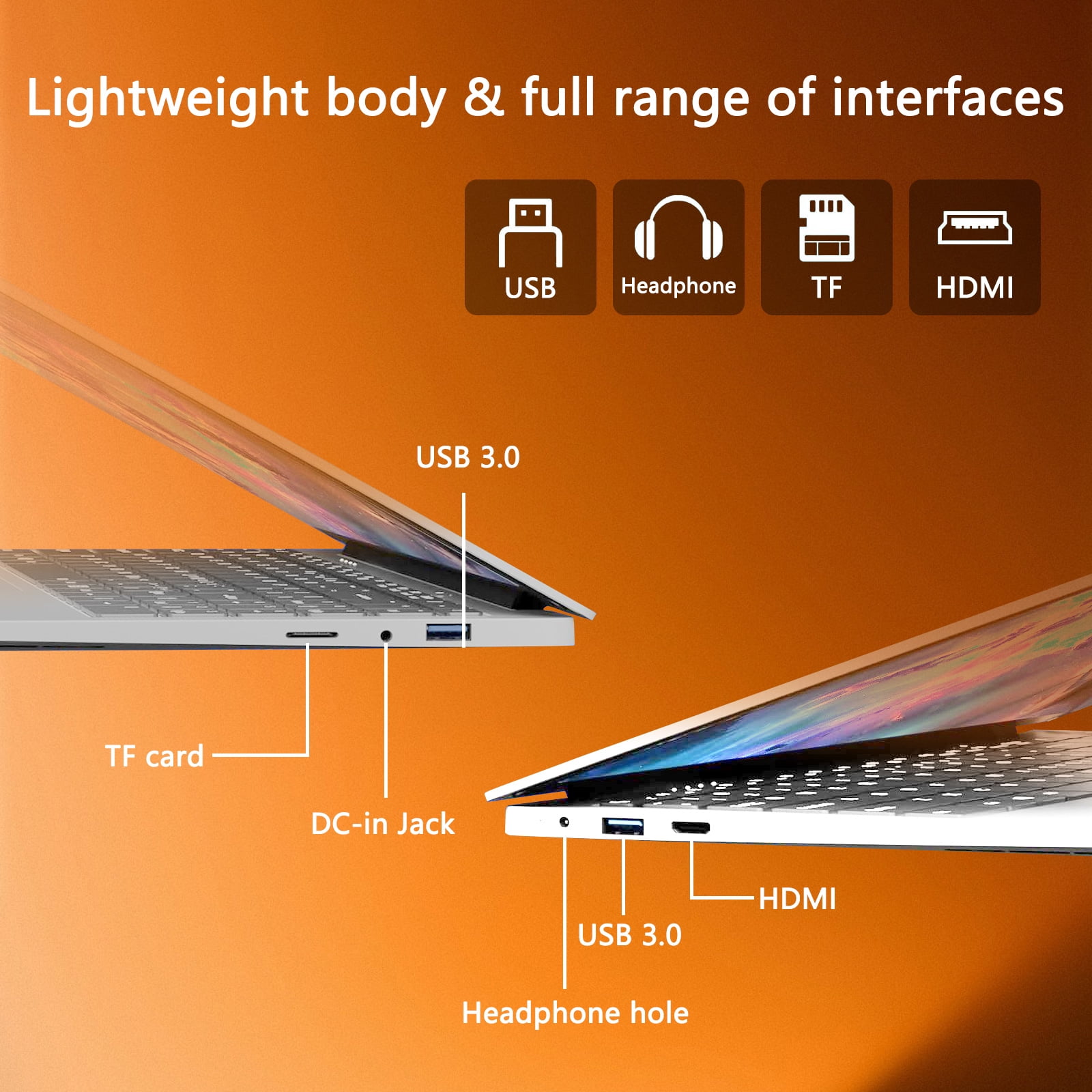 14.1" Laptop, Intel Celeron N3450, 6GB, 192GB SSD, FHD Display, Ultra Slim Notebook, WiFi, HDMI, Webcam,Silver