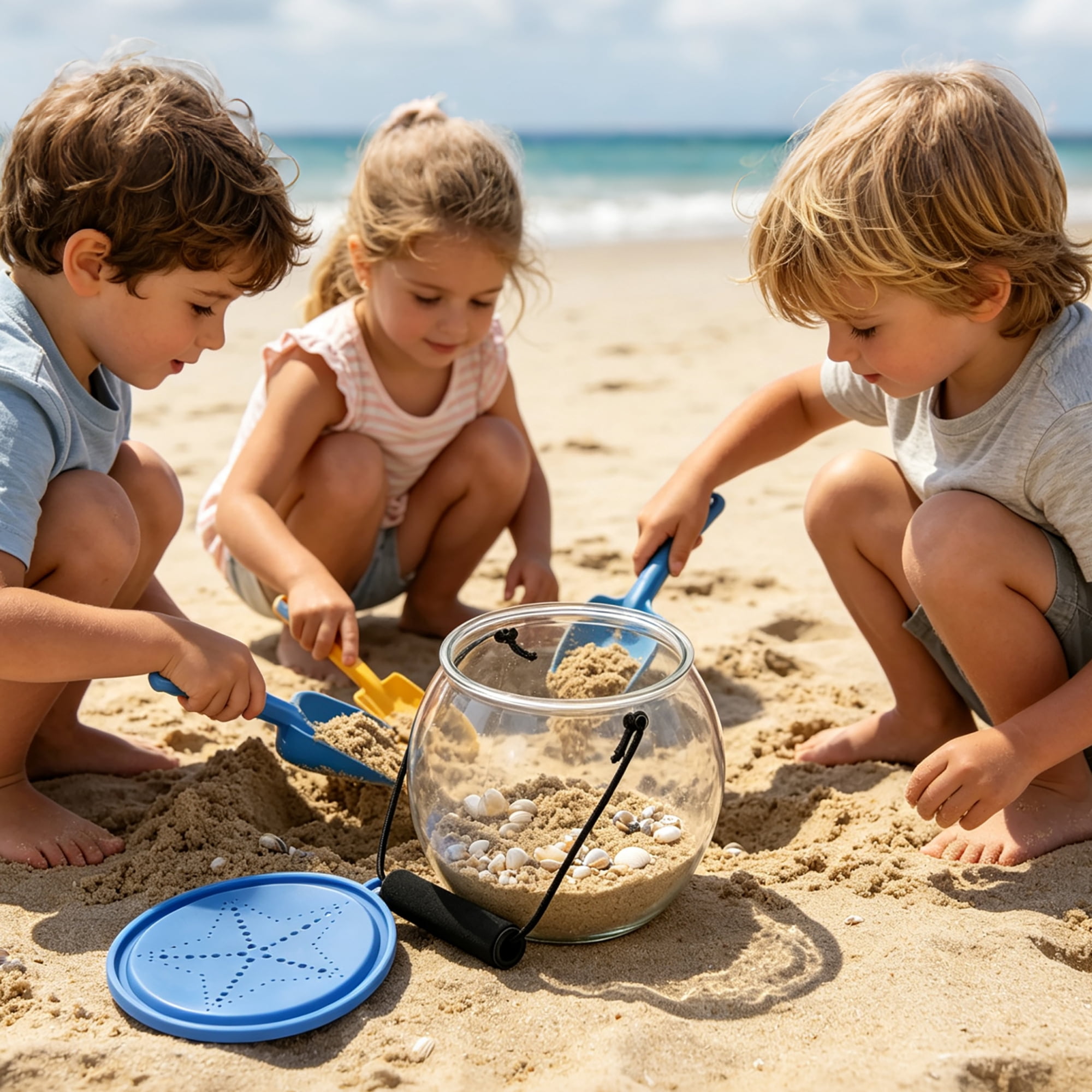 Easy Playhouse: Observation Aquarium - Beach Catch & Release Toy Terrarium, Clear Acrylic Orb, Handle & Lid, Fish & Nature Exploration Play, Kids 3+