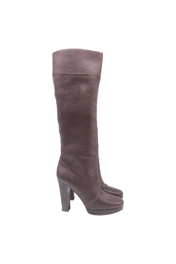 Pre-Owned Michael Kors High-Heel Knee-High Boots in Brown Leather