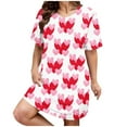 thumbnail image 1 of Ukumplol Chemise de Nuit pour Femmes Manches Courtes Pyjamas de la Saint-Valentin Plus Imprimé Cœur Col Rond Robe de Nuit Extensible Moyenne Robe de Nuit Ample Grande Taille Marron 3TG, 1 of 4