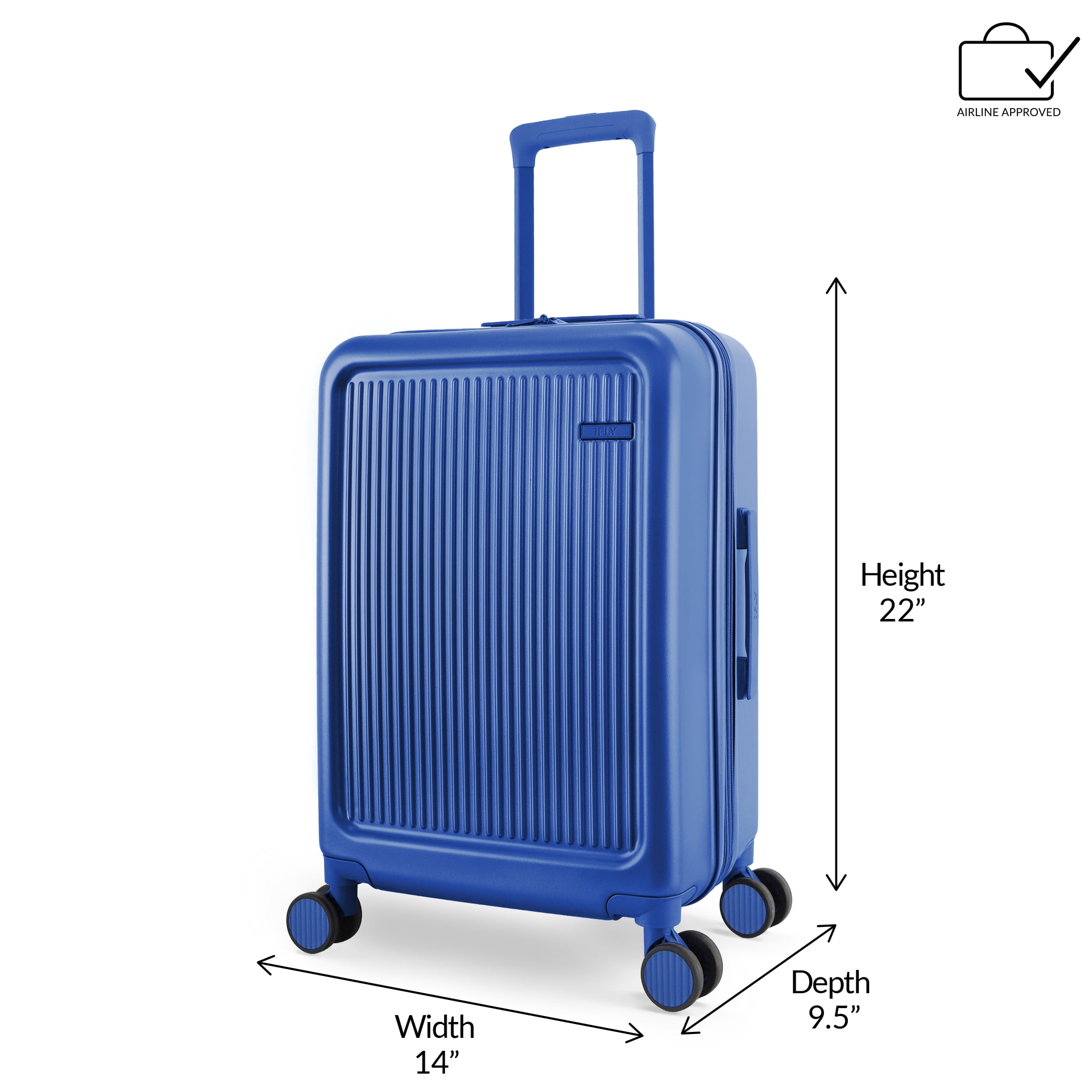 iFLY Roam 20" Expandable Hardside Spinner Carry-On Luggage, Sapphire Blue