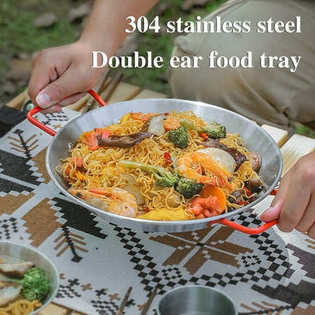

LeKY Evenly Heating Double Handles Frying Pan 304 Stainless Steel One-piece Design Non-stick Cookware Pot Kitchen Gadget Red