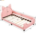 thumbnail image 7 of Pink Twin Size Daybed With Cute Headboard And Charming Carton Ears - Padding Fabric Upholstered In Stylish Silhouette For Bedroom Decor, 7 of 7