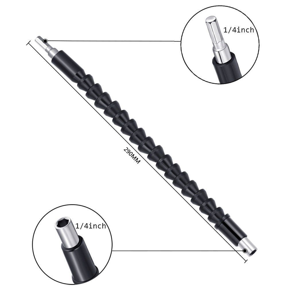 Impact Driver Socket Adapter JelBo 11.8 Inch Flexible Shaft Extension Bits Drill Socket Adapter for Power Drill. 1/4 Hex Shank Magnetic Screwdriver Bit Holder Connect Link