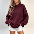thumbnail image 4 of Edvintorg Knit Sweater Women Loose Casual Pullover Top Long Sleeve Crew Neck Soft Blouse Plus Size Womens Clothing Wine S-3XL, 4 of 9