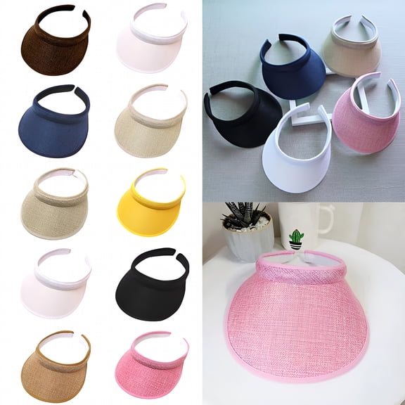 TELOLY Cloth Covered Slip On Visor,Sun Sports Visor Hats Cap for Women Adjustable Cap Tea Hats for Women
