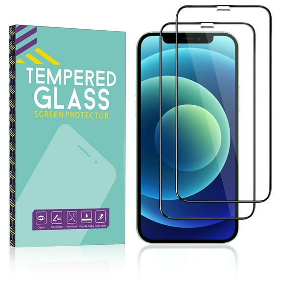 NIFFPD 2 Pack Screen Protector for iPhone 12 / iPhone 12 Pro 6.1", HD Tempered Glass Anti Scratch, Easy Install, Bubble Free