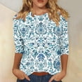 thumbnail image 2 of QTOCIO 3/4 Hauts à Manches pour Femmes, Hauts d'Été à Manches 3/4 pour Femmes, Robe Élégante à Manches Courtes Patchwork, 2 of 5