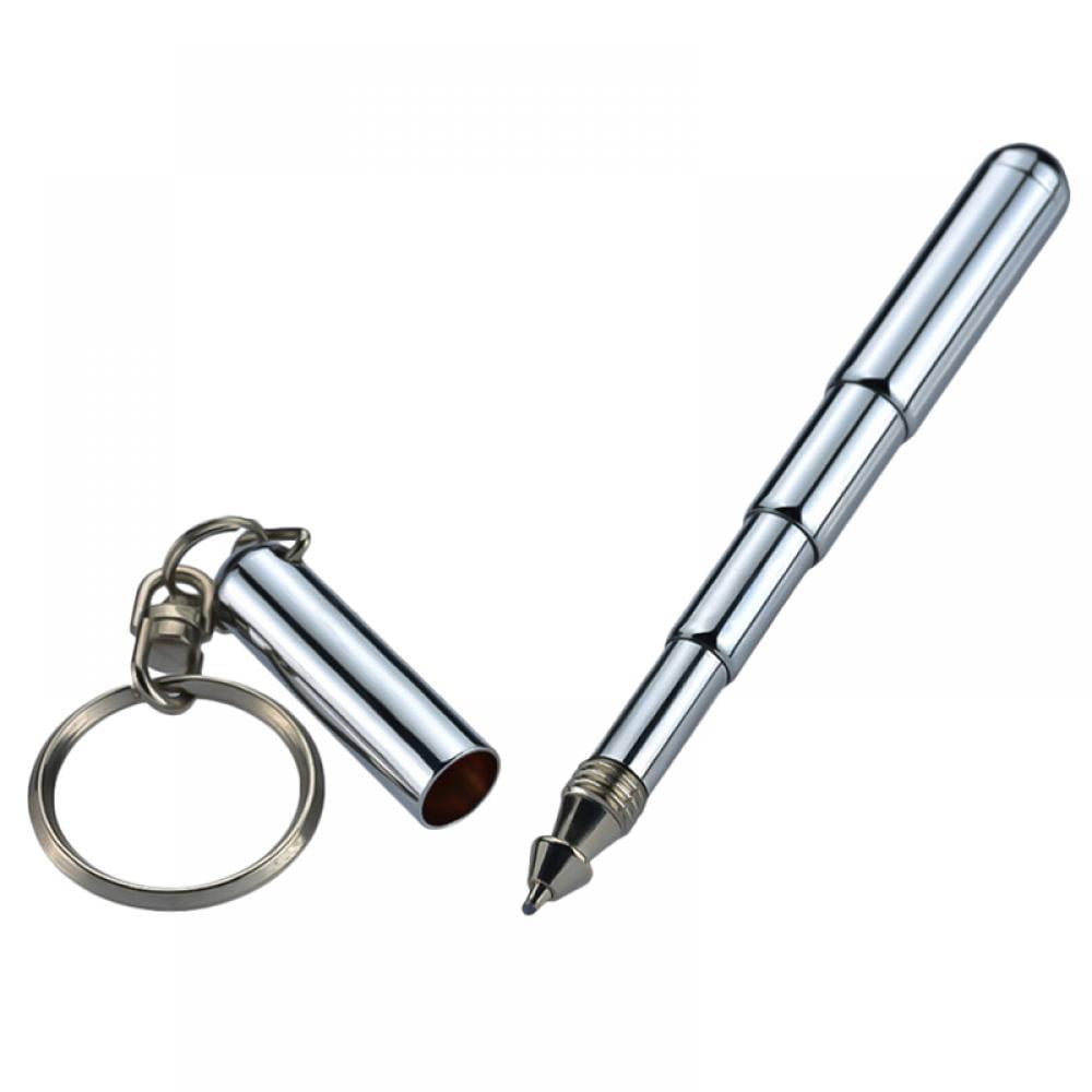 Stainless Steel Pen Keychain, Cool Smallest Pocket Pen Keychain Accessories  Multifunctional Telescoping Pen Tool for Office Students