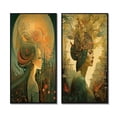 thumbnail image 2 of Designart "Déesse de Rêverie Rétro en Couleurs Rêveuses" Femme à la Mode Ensemble d'Art Mural Encadré de 2 - Ensemble de Cadres Muraux Bleu Charmant pour Décoration Intérieure, 2 of 6