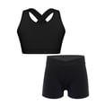 thumbnail image 6 of Raenseen Kid Girl 2 Pieces Outfits Sports Suit Cross Back Racerback Tank Tops with Rhinestones Shorts Black 6, 6 of 9