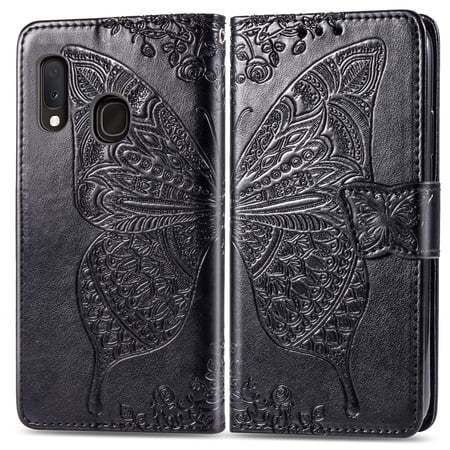 Galaxy A20s Case, Galaxy A20s Wallet Case Folio Case Magnetic Closure RFID Blocking Card Slots Kickstand Case Shockproof Absorption Double Protection Case for Samaung Galaxy A20s, Black