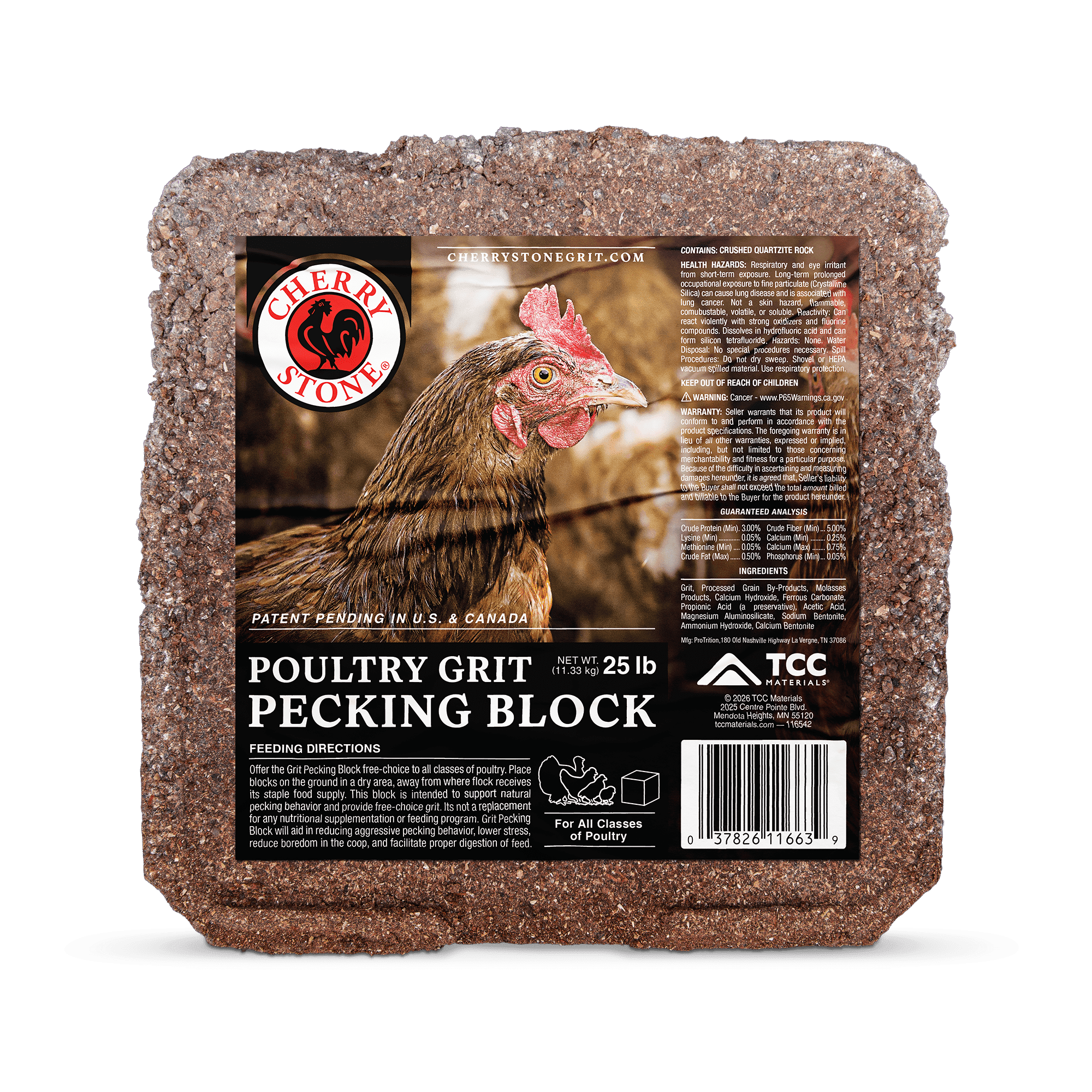 Cherry Stone Poultry Grit Pecking Block (25 Pounds)