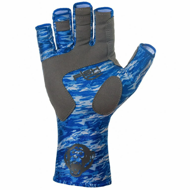 Fish Monkey Gloves Half Finger Guide Glove, Blue Water, XL 