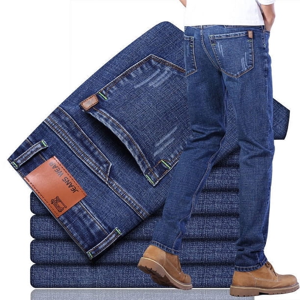 Pantalones vaqueros finos de primavera y verano, pantalones casuales holgados de pierna recta para hombres, pantalones de trabajo de mediana edad, pantalones largos resistentes al desgaste para