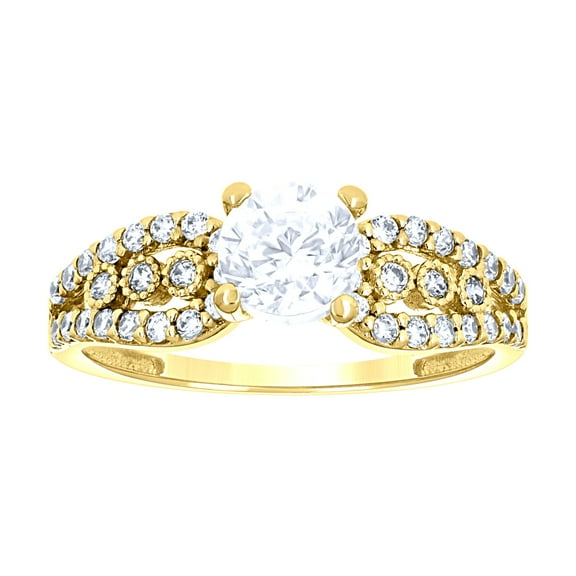 14k 14kt Yellow Gold Womens Cubic Zirconia Polished Finish Engagement Ring