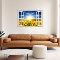 thumbnail image 4 of ZHONGYUTONG Window Wall Art and Pictures Sunflower Painting Wall Decor Yellow Floral Canvas Print Nature Landscape Artwork for Farmhouse Bathroom Framed (24.00" x 36.00"), 4 of 5