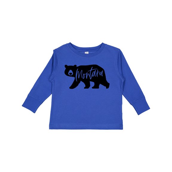 Inktastic Montana Black Bear Silhouette Boys or Girls Long Sleeve Toddler T-Shirt