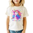 thumbnail image 3 of 7th Birthday Unicorn Shirt for Girls Rainbow Horse Party Theme Seven Year Old Graphic Tee Natural Shirt 5-6, 3 of 5