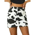 thumbnail image 1 of Faldas cortas casuales de vaca para mujeres Inspire Chic, de cintura alta, en blanco y negro, 2XL, 1 of 6