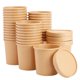 thumbnail image 1 of Paquete de 36 recipientes desechables para sopa con tapa, 16 oz, para llevar, para helado, preparación de comidas, alimentos fríos y calientes, avena, papel kraft (4 x 4 pulgadas), 1 of 8