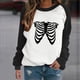 thumbnail image 2 of Blusa de manga larga con estampado de esqueleto de Halloween a la moda para mujer, suéter informal con cuello redondo, Tops, camisetas Fridja  fjkfkj6938, 2 of 6