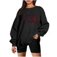 thumbnail image 1 of Ymikos Haut Automne 2024 pour Femmes, Joyeux Noël Haut à Manches Longues Col Rond Uni, Haut à Manches Longues Col Rond,/chemise/noir, (L), 1 of 4
