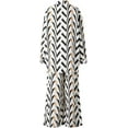 thumbnail image 4 of Stripe 2 Piece Outfits for Women Pants Sets Print Long Sleeve Button Down Shirts Blouses Tops Wide Leg Pants Sets, 4 of 9